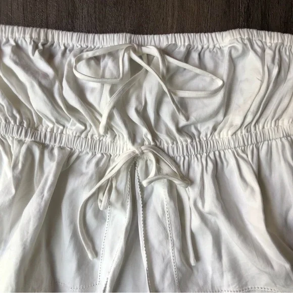 Reformation Rowan Strapless Top Size Small White Cotton Poplin Crop Ties Bows - Picture 3 of 10